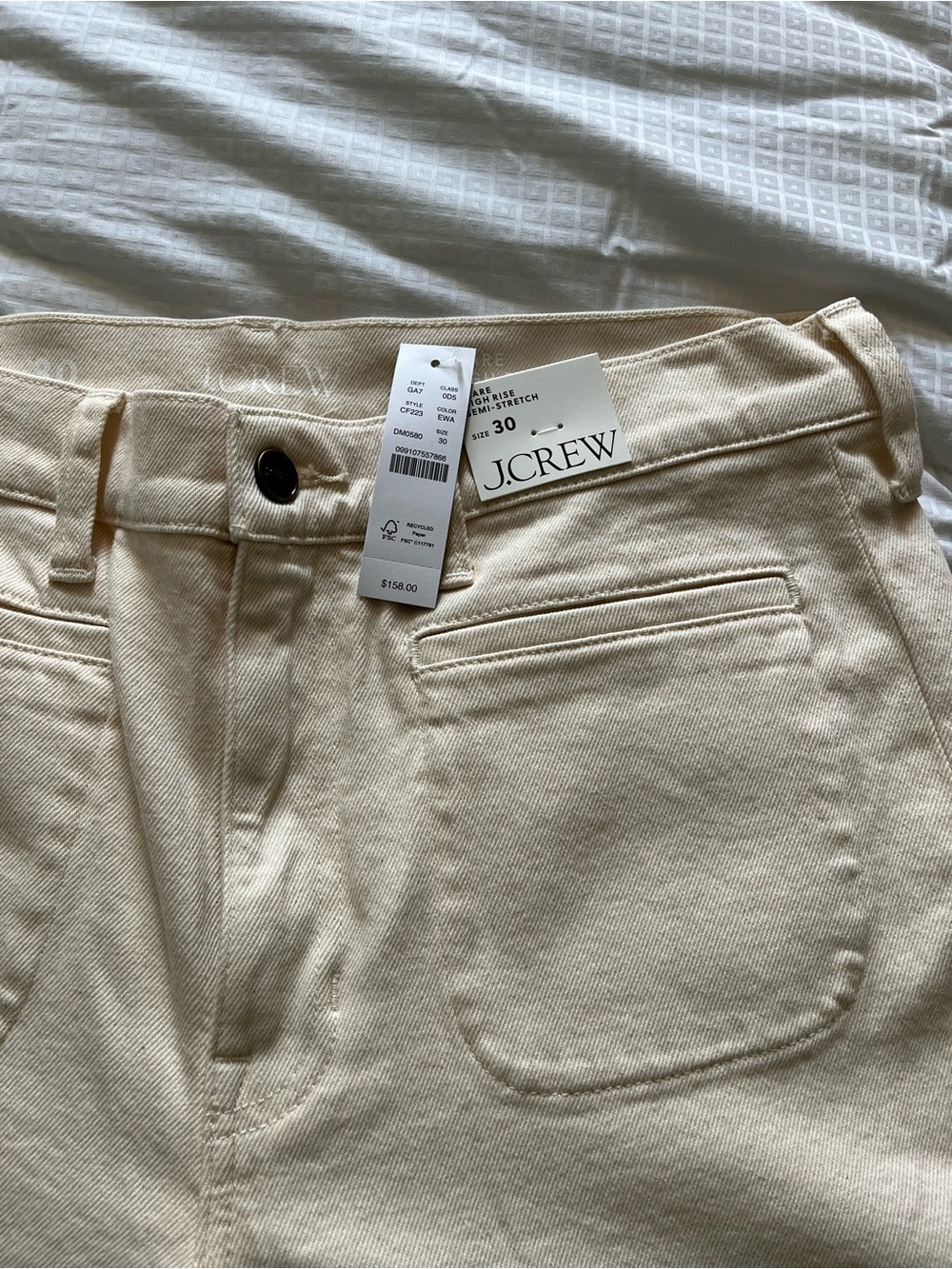 J. Crew Cream High-Rise Wide Leg Jeans NWT size 30 - Picture 6 of 8